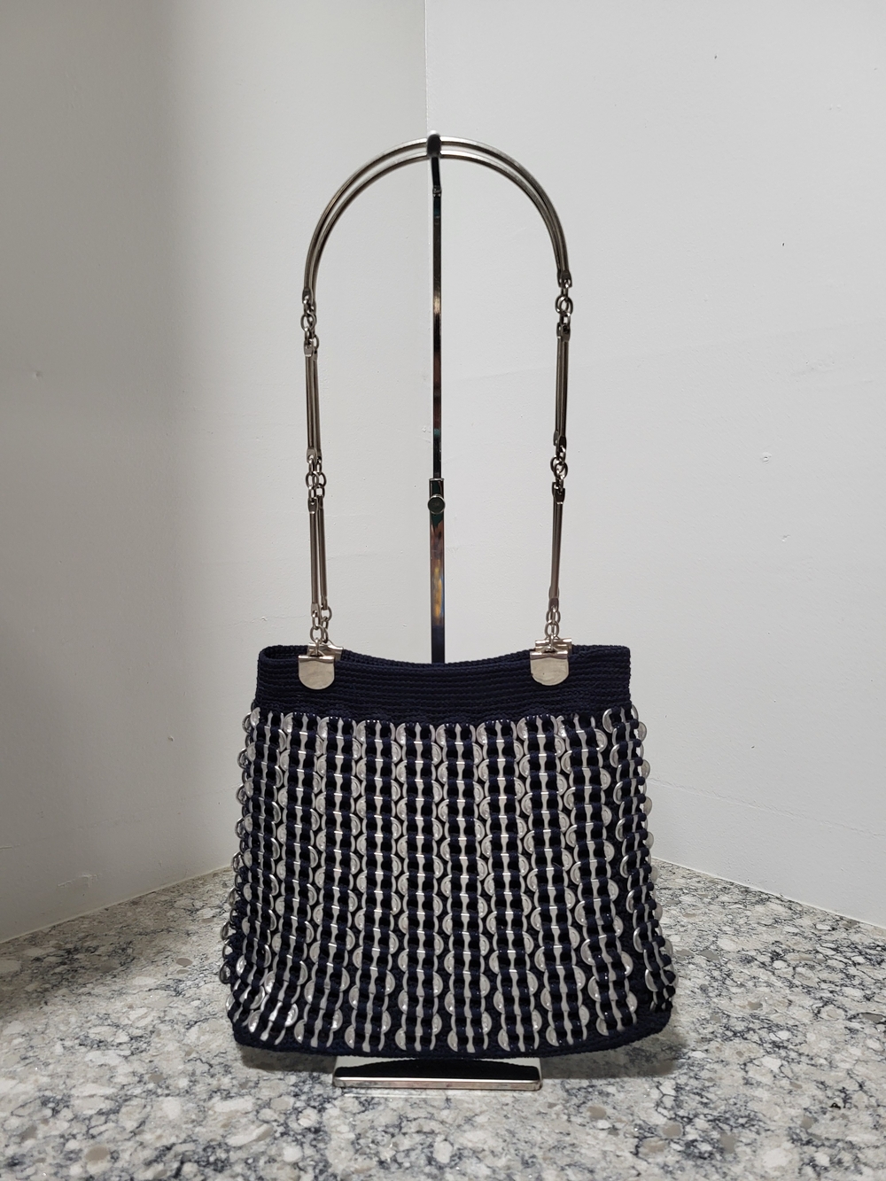 Handmade Navy Crochet Soda Pop Tabs Purse